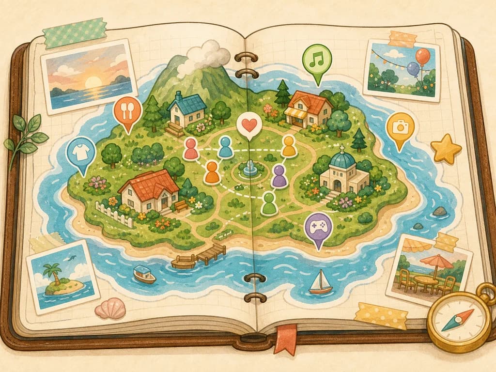 Tomodachi Life island overview illustration